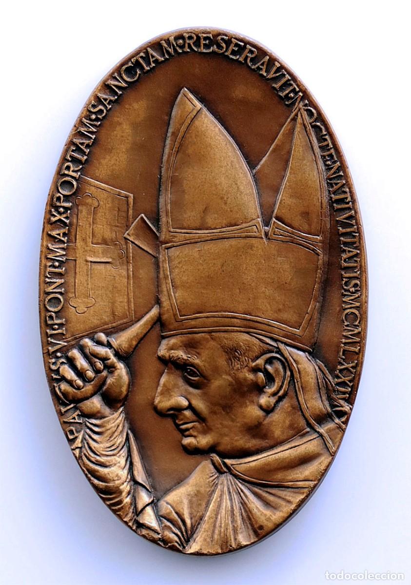 Medallas tem&aacute;ticas: SC-Vaticano-Pablo VI. Abertura puerta santa 1974 SC/UNC. Cobre 111,3 g.