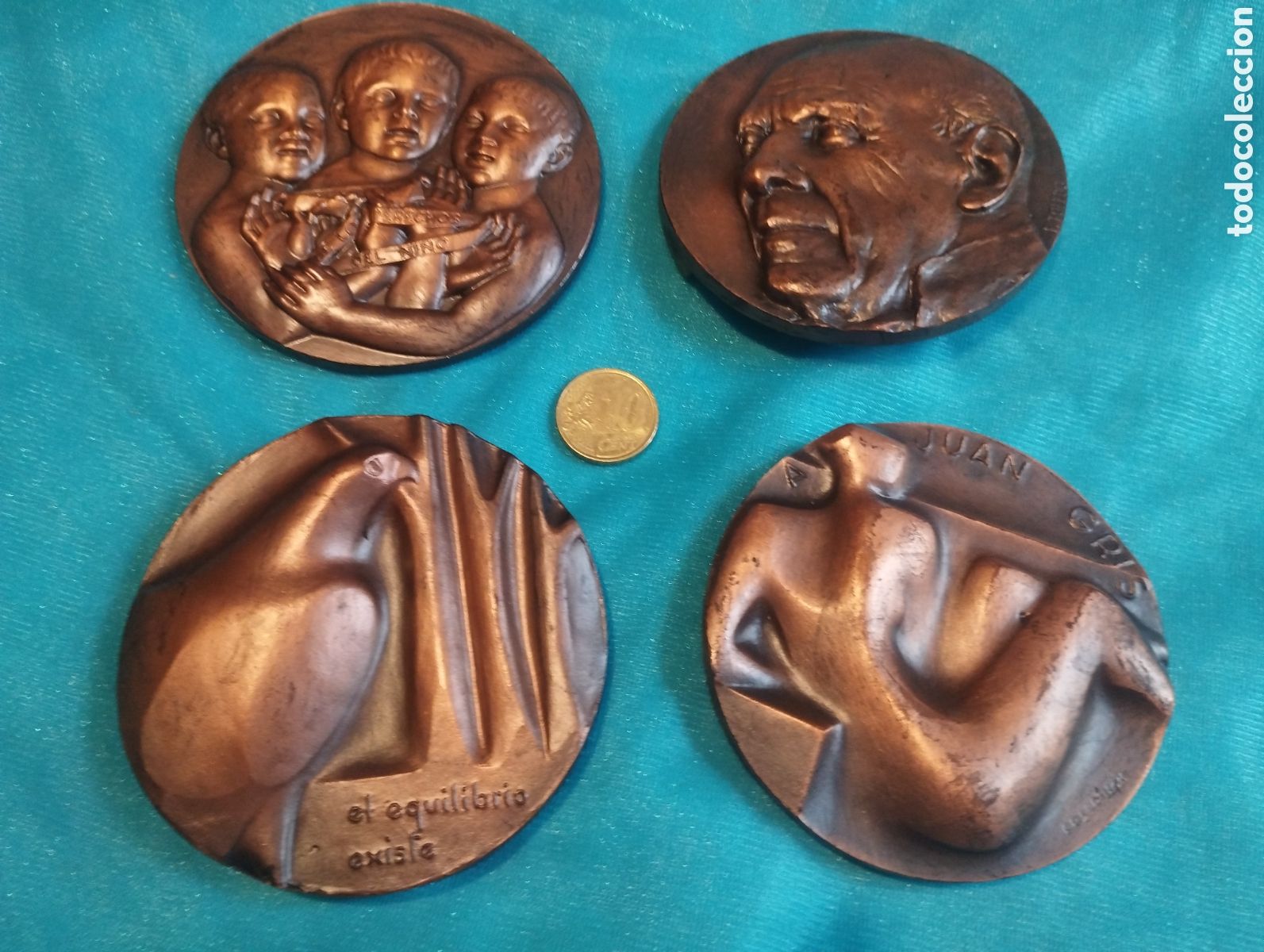 Thematic medals: Lote de 4 grandes medallas de cobre con su estuche cada una