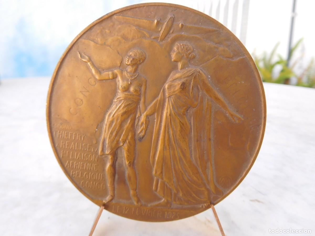 Medallas tem&aacute;ticas: Medalla de bronce. Primer enlace a&eacute;reo entre B&eacute;lgica y el Congo belga 1925. Charles Samuel