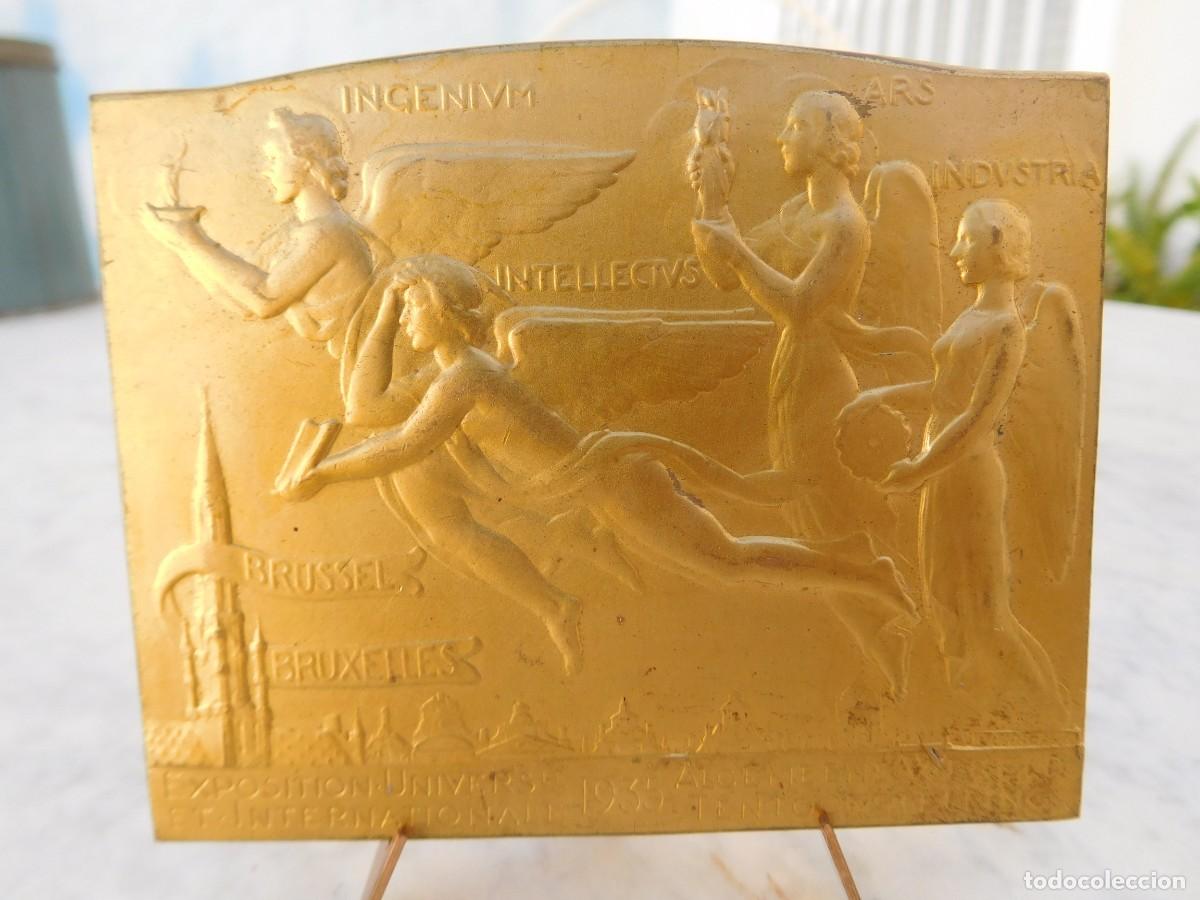 Medallas tem&aacute;ticas: Medalla de bronce dorado. Exposition universelle et internationale Bruxelles 1935. Bonnetain