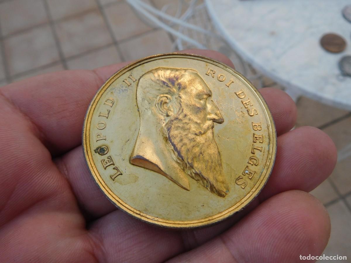 Medallas tem&aacute;ticas: Medalla de bronce dorado. Leopoldo II Rey de los belgas