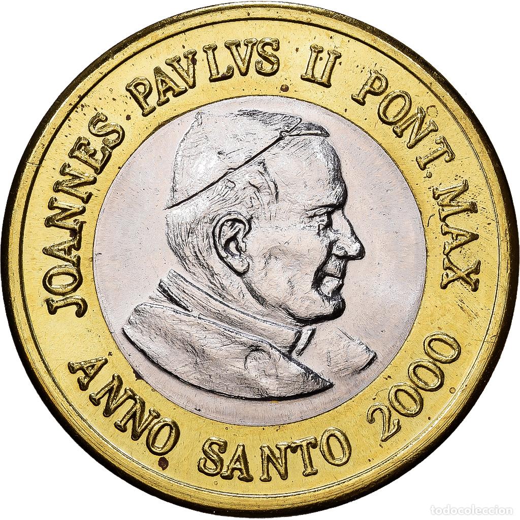 Medallas tem&aacute;ticas: [#1216092] CIUDAD DEL VATICANO, zeton, Ecco l'Euro, 2 Euro Jean-Paul II, 2000, Bimet&aacute;lico