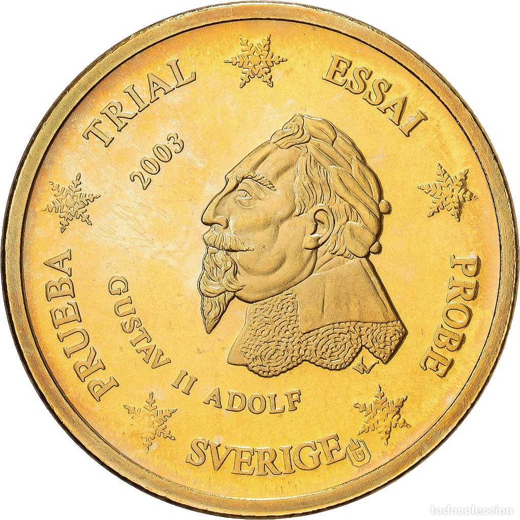 Medallas tem&aacute;ticas: [#1216165] Suecia, medalla, 10 C, Essai-Trial, 2003, Cobre - n&iacute;quel dorado, Gustav II, FDC