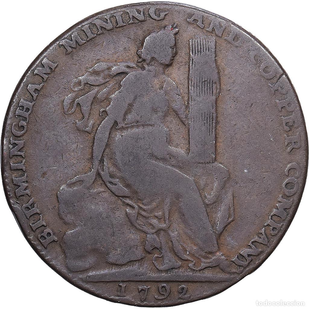 Medallas tem&aacute;ticas: [#1216275] Gran Breta&ntilde;a, Halfpenny Token, Birmingham Mining & Copper Company, 1792, Cobre