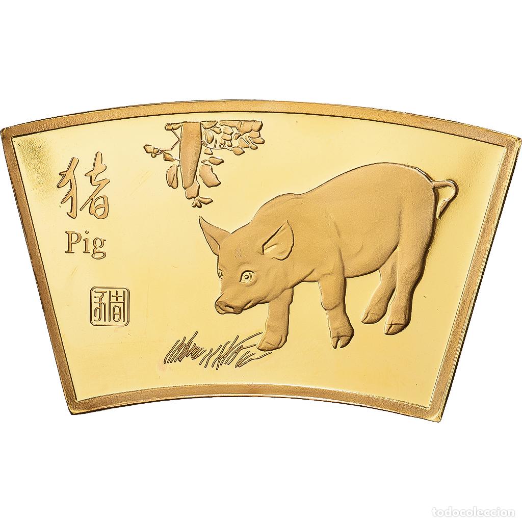 Medallas tem&aacute;ticas: [#1216611] China, medalla, Ann&eacute;e du Cochon, Copper Gilt, FDC