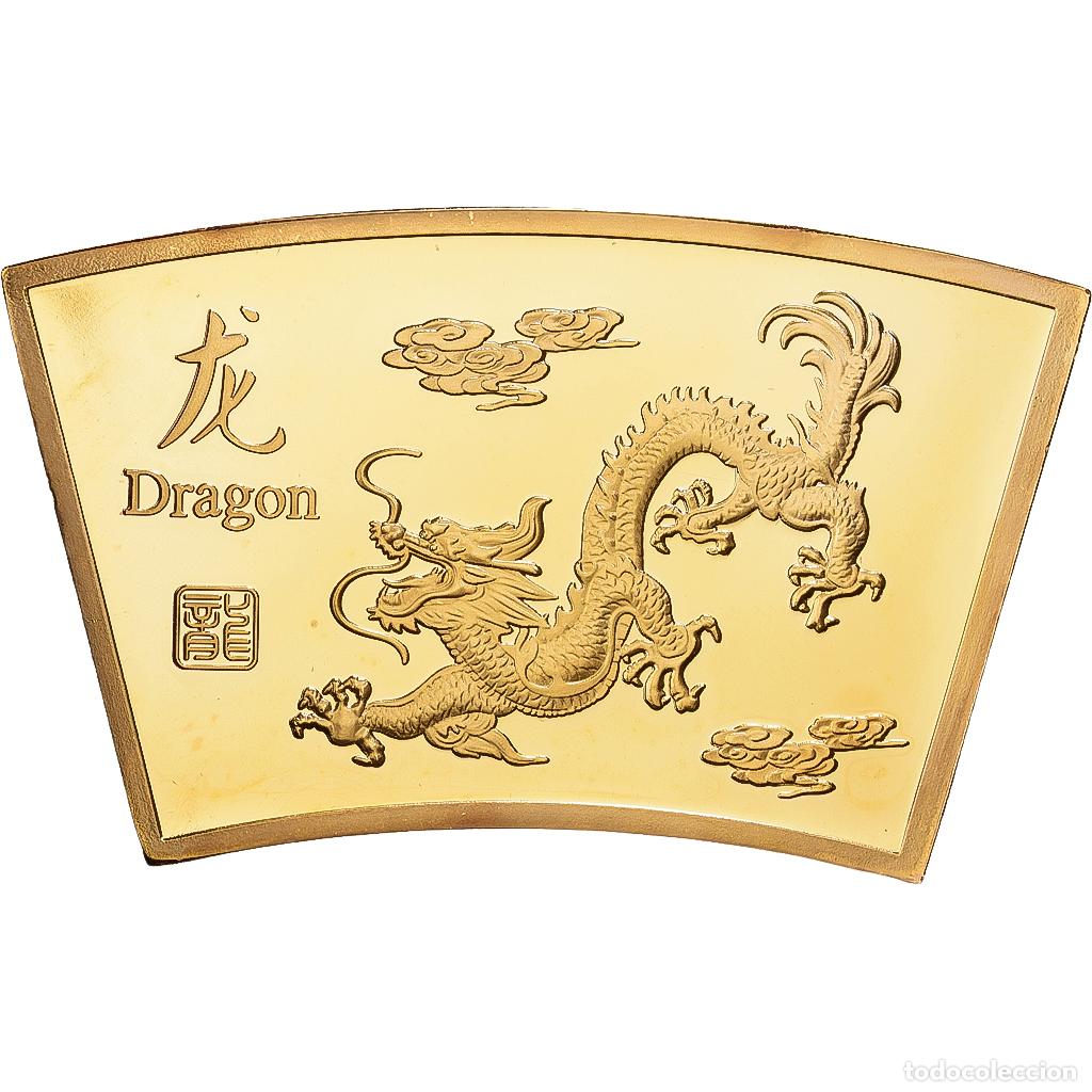 Medallas tem&aacute;ticas: [#1216609] China, medalla, Ann&eacute;e du Dragon, Copper Gilt, FDC