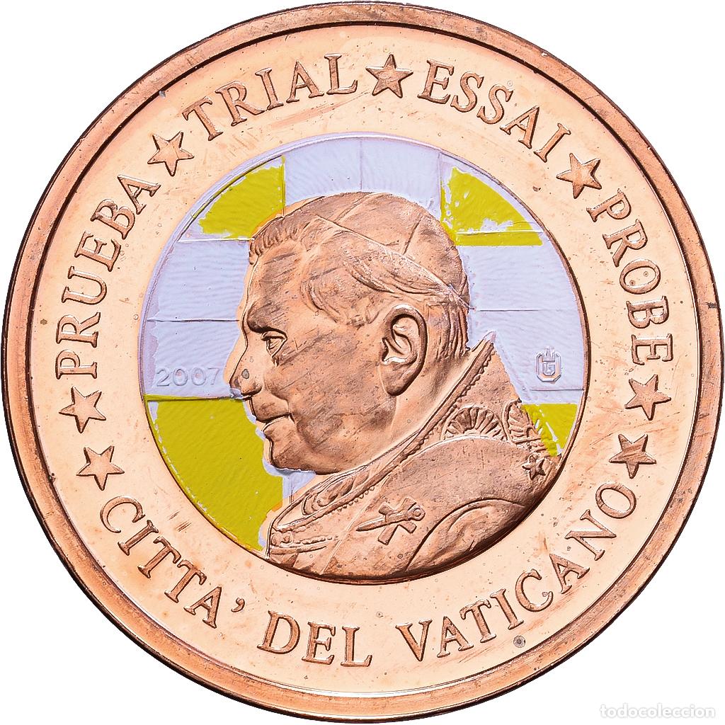 Medallas tem&aacute;ticas: [#1216794] Vaticano, Medal, 2 C, Essai-Trial Benoit XVI, couleur, 2007, SC, Cobre