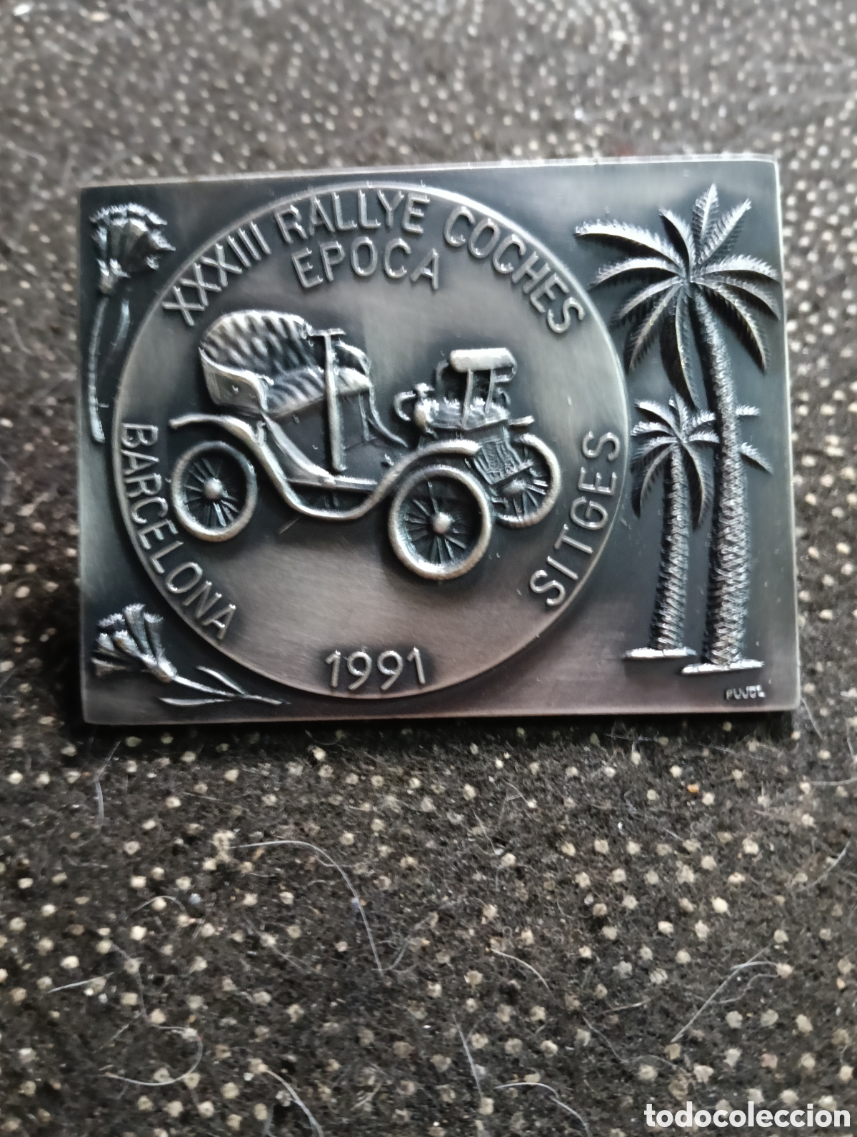 Medallas tem&aacute;ticas: PLACA XXXIII RALLYE COCHES &Eacute;POCA BARCELONA-SITGES. 1991, MIDE 7 X 5,5 CM.