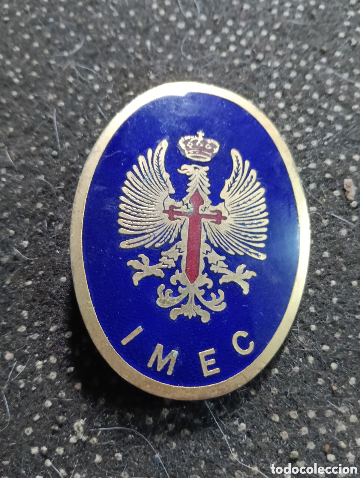 Medallas tem&aacute;ticas: Placa esmaltada IMEC Ej&eacute;rcito Espa&ntilde;ol, dise&ntilde;o ovalado con &aacute;guila imperial y corona, mide 6 x 4 cm