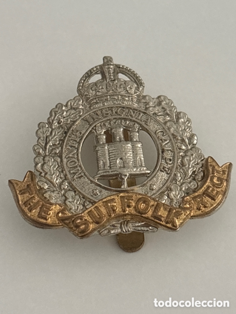 Medallas tem&aacute;ticas: Emblema insignia gorra militar ( cap badge British escarapela militaria SUFFOLK REGI )