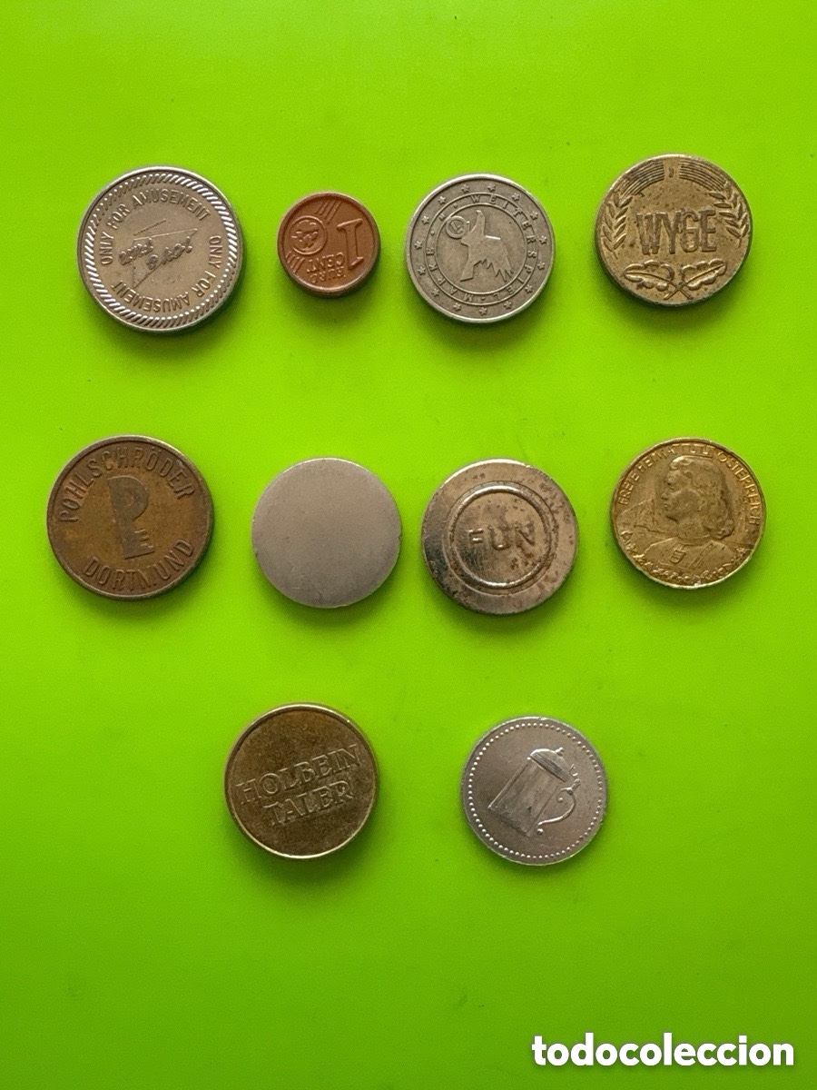 Thematische Medaillen: Lote 10 fichas, token internacionales, monedas (A15)