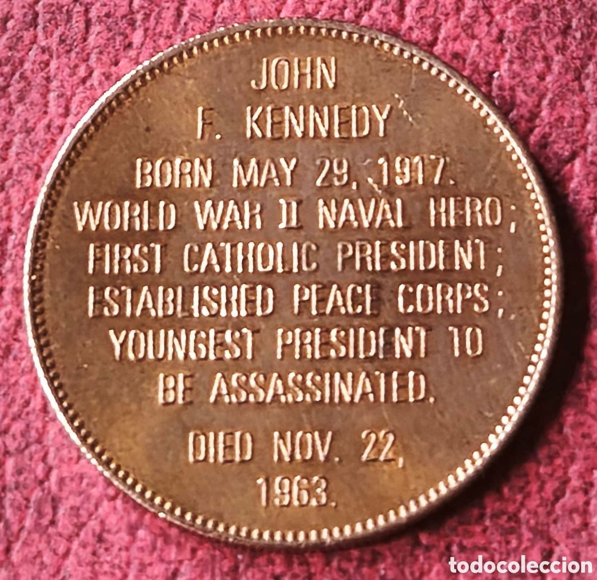 Medallas tem&aacute;ticas: EEUU. 1992. Token. Kennedy - Foto 2