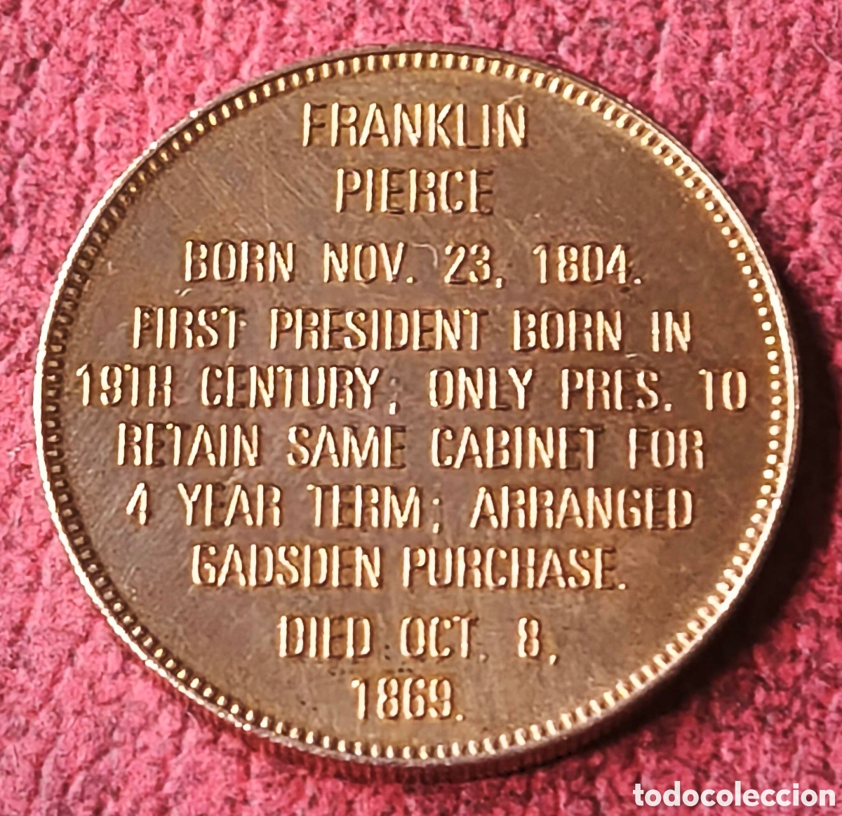 Medallas tem&aacute;ticas: EEUU. 1992. Token. Pierce - Foto 2