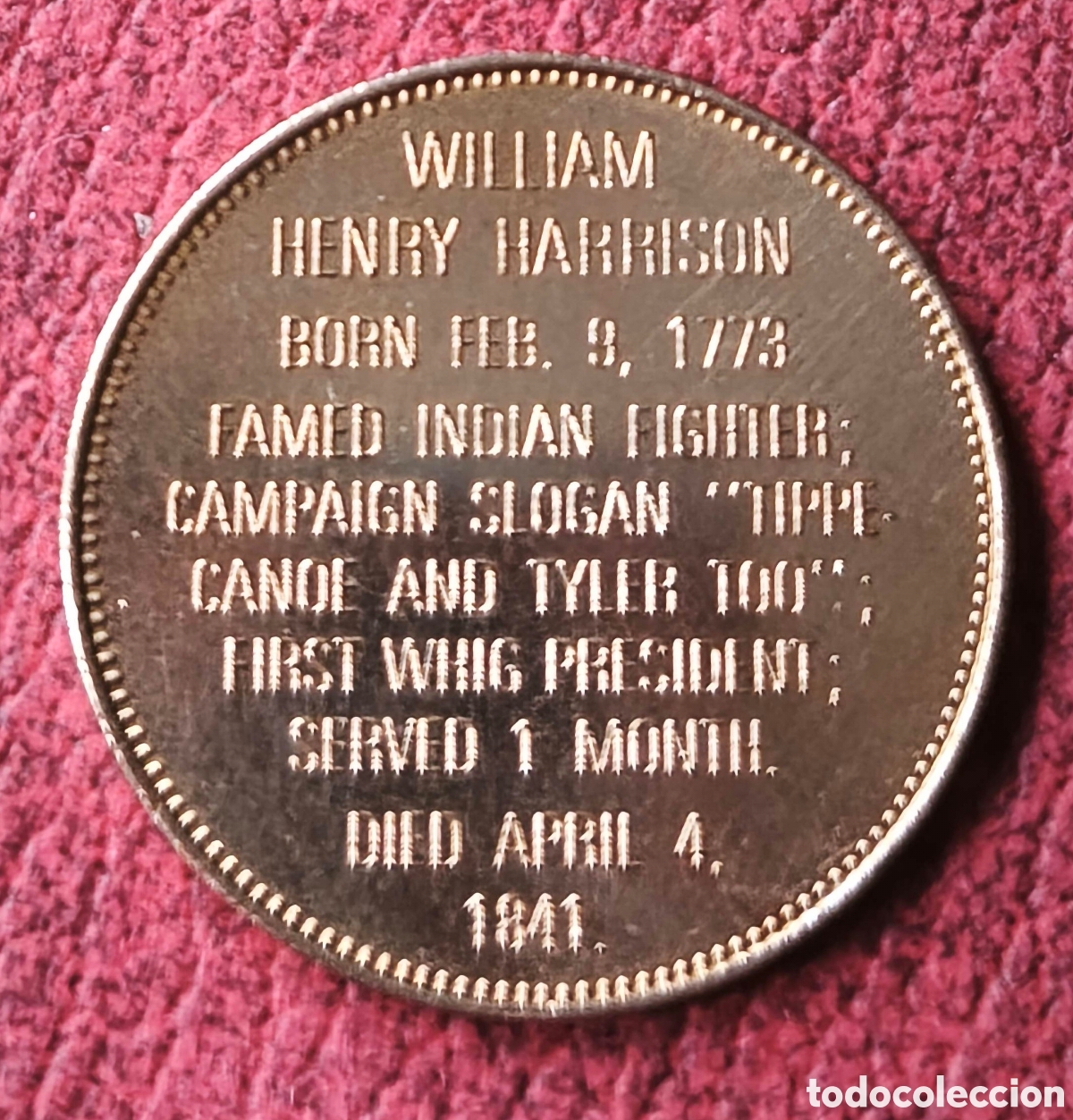 Medallas tem&aacute;ticas: EEUU. 1992. Token. Harrison - Foto 2