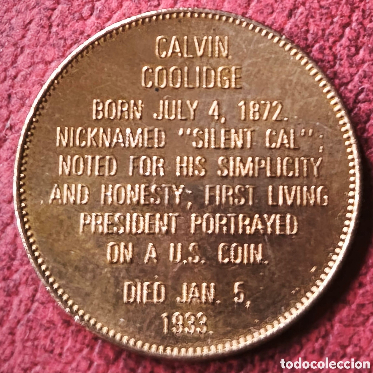 Medallas tem&aacute;ticas: EEUU. 1992. Token. Coolidge - Foto 2