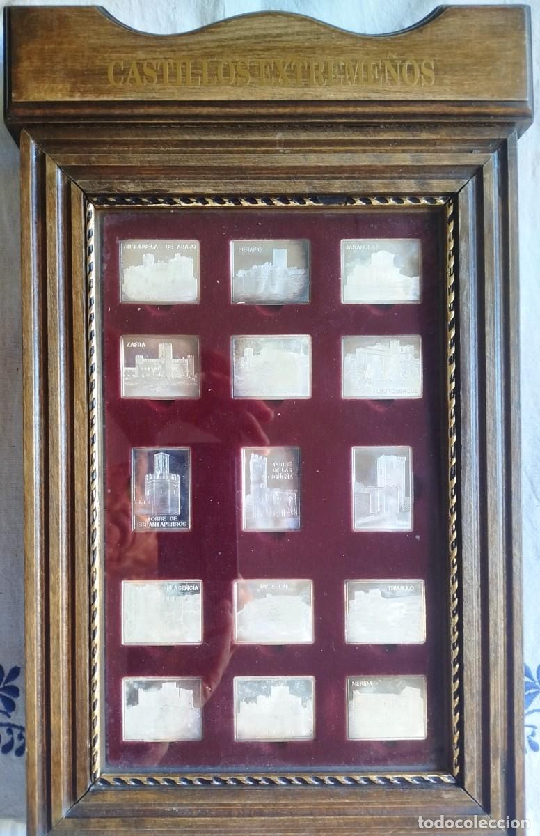 Medalhas tem&aacute;ticas: Magn&iacute;fico cuadro de medallones de Castillos y Fortalezas de Extremadura