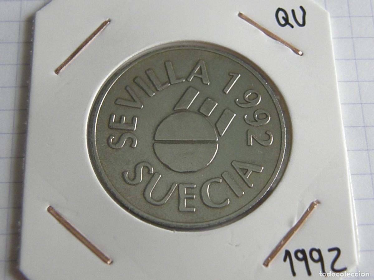 Thematische Medaillen: MEDALLA EXPO SEVILLA 1992 PABELLON SUECIA ORO NORDICO TIMBRE OFICIAL