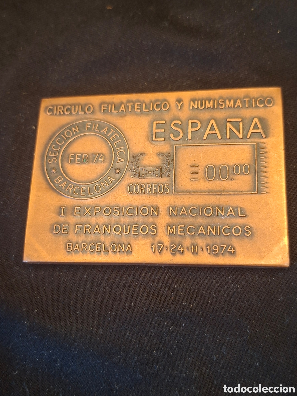 Medaglie tematiche: Medallas de bronce del c&iacute;rculo filat&eacute;lico y numism&aacute;tico. Primera exposici&oacute;n nacional 1974. MTC5