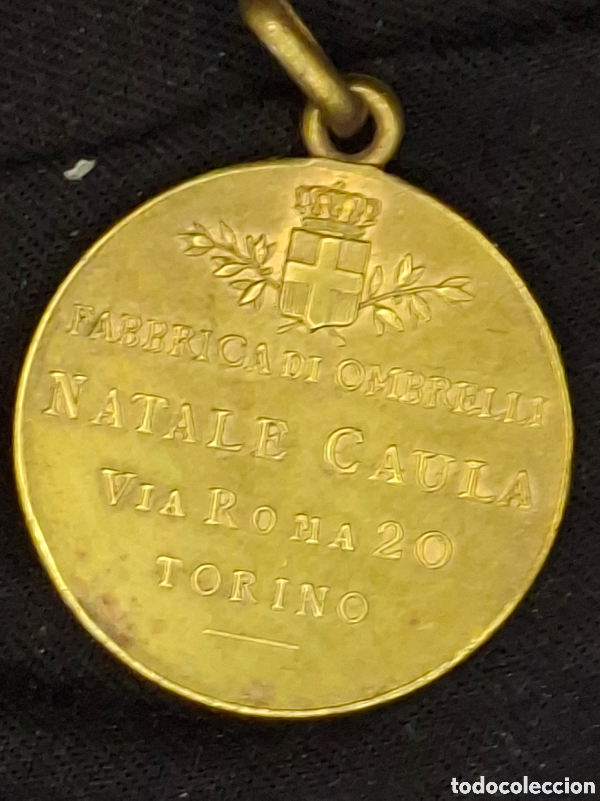Medallas tem&aacute;ticas: Medalla conmem. de lat&oacute;n de la antigua f&aacute;brica de paraguas Natale Caula, 1911 Tur&iacute;n, Italia .MTC6