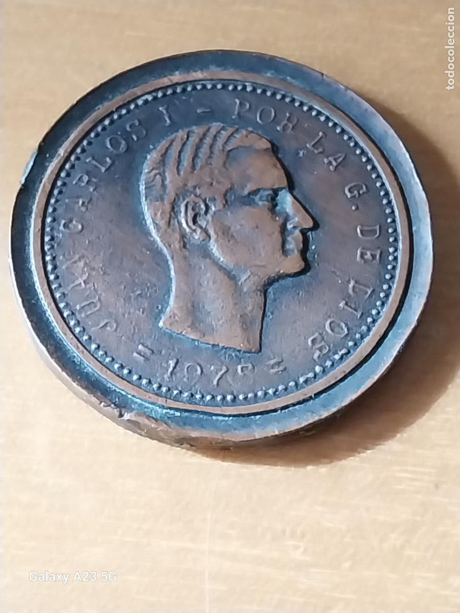 Medallas tem&aacute;ticas: JUAN CARLOS I MEDALLA DE MANO FICTICIA REPLICA DINASTIAS ESPA&Ntilde;OLAS TONO COBRIZO 3.5CMS