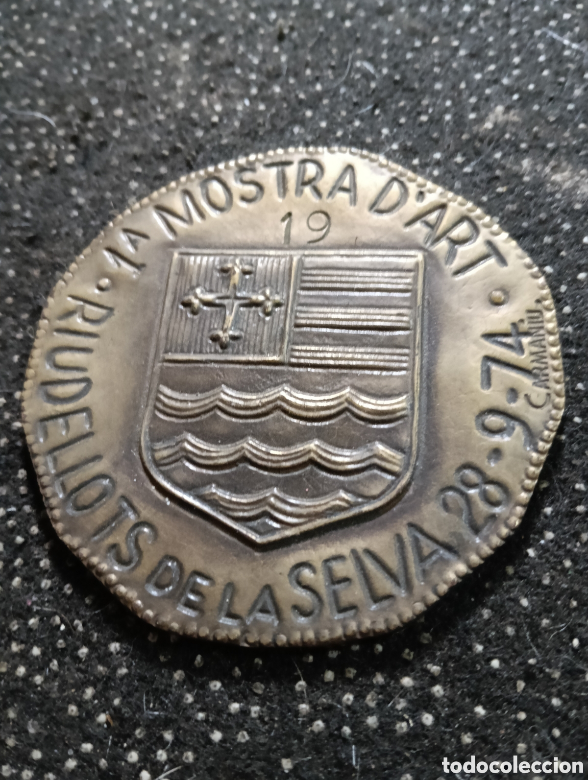 Medallas tem&aacute;ticas: Medalla de Riudellots de la Selva Mostra d'art 1974 n&deg; 19 mide 7 cm de di&aacute;metro