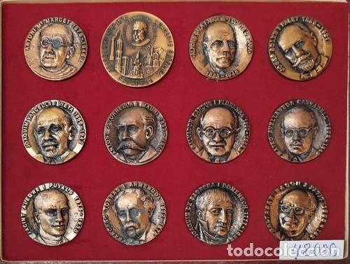 Medallas tem&aacute;ticas: Estuche con 11 Medallas de Personajes de TERRASSA editadas en 1978/82, m&aacute;s una de SABADELL
