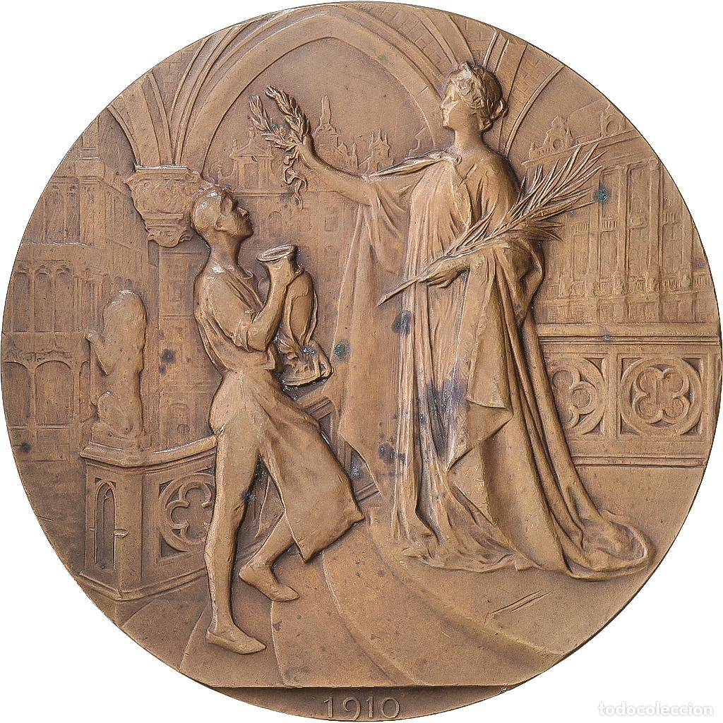 Medallas tem&aacute;ticas: [#1216850] B&eacute;lgica, medalla, Exposition Universelle de Bruxellles, 1910, Bronce, Devreese