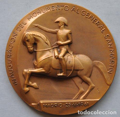 Medallas tem&aacute;ticas: MEDALLA DE LA INAUGURACION DEL MONUMENTO AL GENERAL SAN MARTIN - MADRID 1961