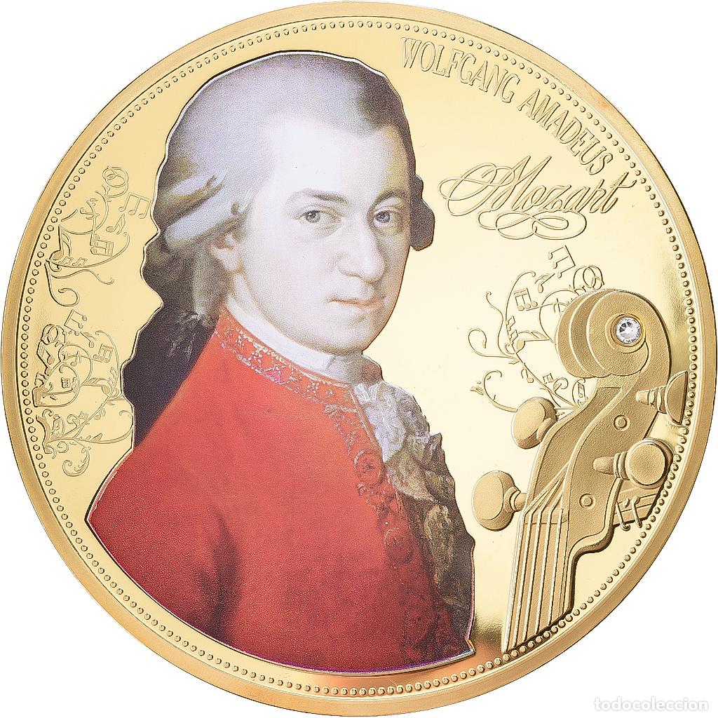 Medallas tem&aacute;ticas: [#1216900] Austria, medalla, Wolfgang Amadeus Mozart, Copper Gilt, FDC