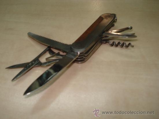 Militaria: Navaja multiusos en acero y madera. - Foto 3