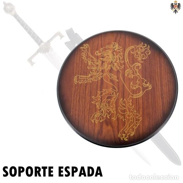 Militaria: SOPORTE ESPADA UNIVERSAL DE MADERA MURO PARED. 24 CMS - Foto 1