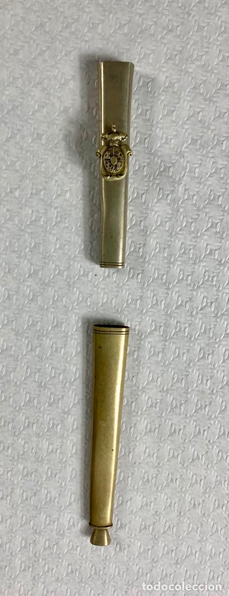 Militaria: Brocal y contera para vaina de cuero de espada Siglo XIX Original 2 Plata