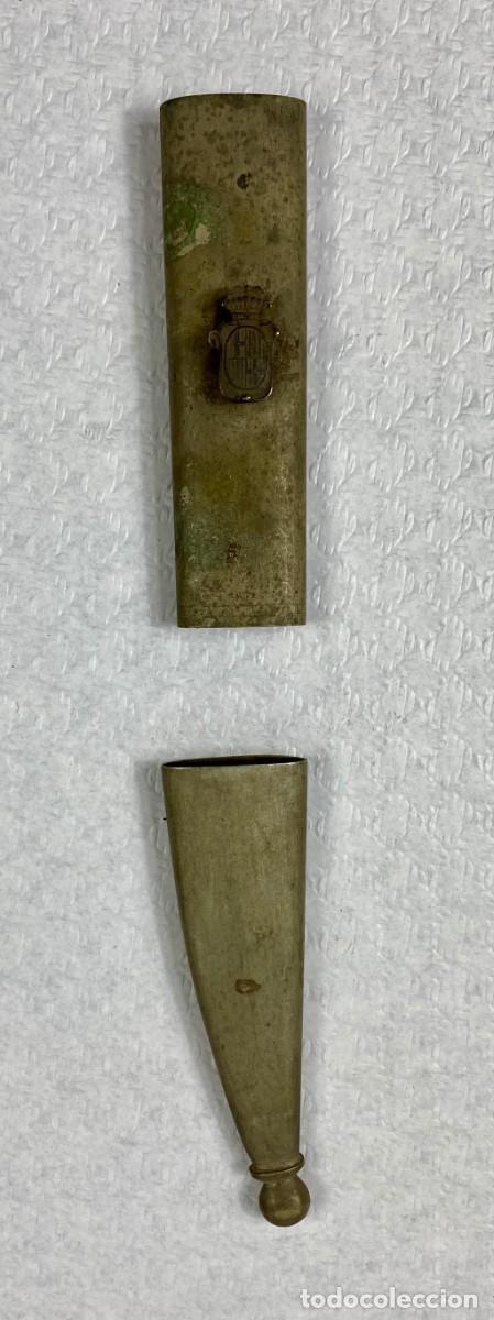Militaria: Brocal y contera para vaina de cuero de espada Siglo XIX Original 7