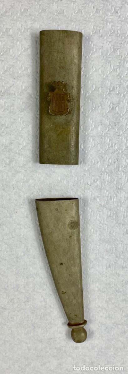 Militaria: Brocal y contera para vaina de cuero de espada Siglo XIX Original 8