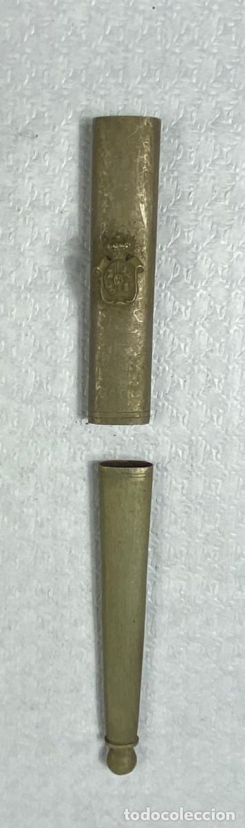 Militaria: Brocal y contera para vaina de cuero de espada Siglo XIX Original 27