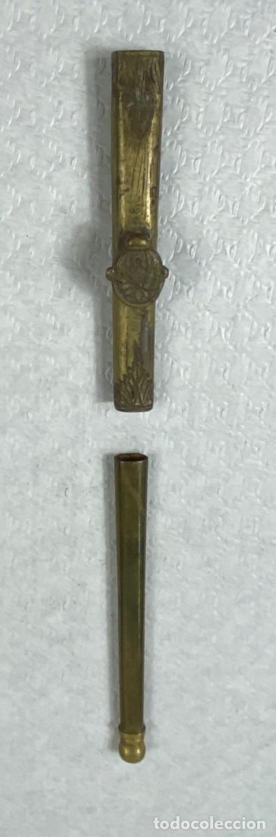 Militaria: Brocal y contera para vaina de cuero de espada Siglo XIX Original 31