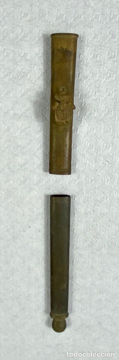 Militaria: Brocal y contera para vaina de cuero de espada Siglo XIX Original 32