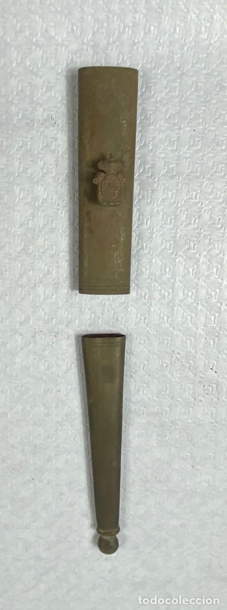 Militaria: Brocal y contera para vaina de cuero de espada Siglo XIX Original 36