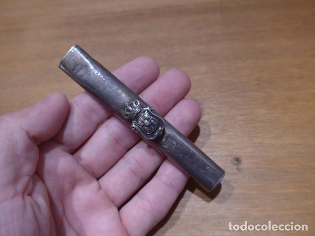 Militaria: Antiguo brocal original de funda de espada espa&ntilde;ola o espadin, seguramente de plata o plateado