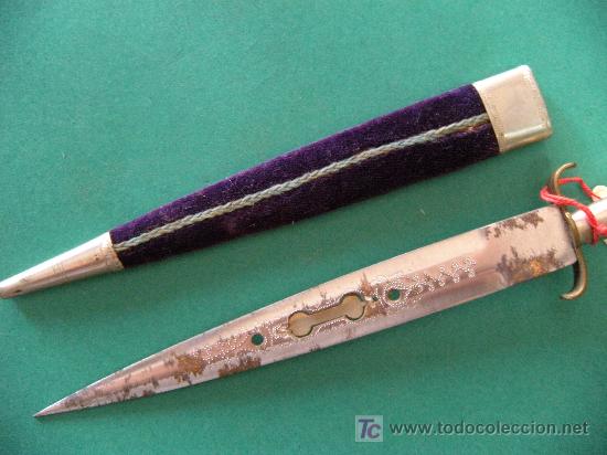 Militaria: ANTIGUO CUCHILLO DAGA CON FUNDA - Foto 2