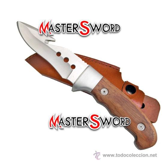 Militaria: CUCHILLO MONTE CORTE MANGO MADERA + FUNDA. 23 CMS - Foto 1