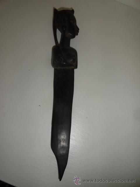 Militaria: CUCHILLO DE MADERA MANGO Y HOHA DE MADERA TALLADA - Foto 6