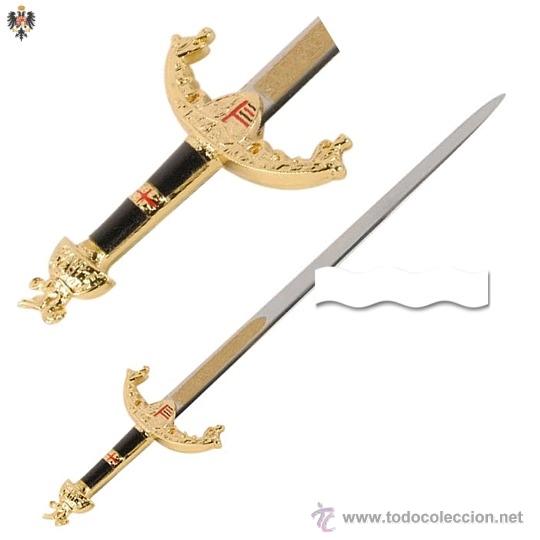 Militaria: MINI ESPADA RICARDO CORAZON DE LEON + CAJA. 30 CMS - Foto 1