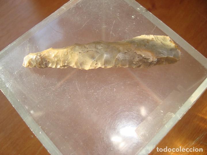 Militaria: PUNTA DE FLECHA DE OBSIDIANA 8CM - Foto 2