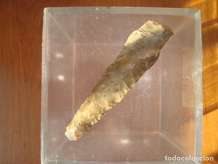 Militaria: PUNTA DE FLECHA DE OBSIDIANA 8CM - Foto 3