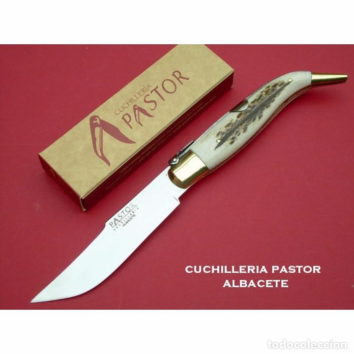 Militaria: Navaja cl&aacute;sica ALBACETE ciervo hoja de 6,5 cm PASTOR- Pastor knife