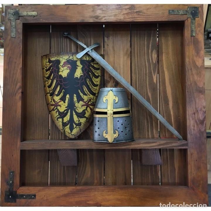 Militaria: Cuadro Medieval 3 piezas