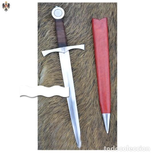Militaria: DAGA MEDIEVAL TERCIO FORJADA + FUNDA. 45 CMS - Foto 1