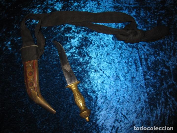 Militaria: Daga puñal cuchillo India vaina madera latón empuñadura bronce labrado - Foto 8 - 190715523