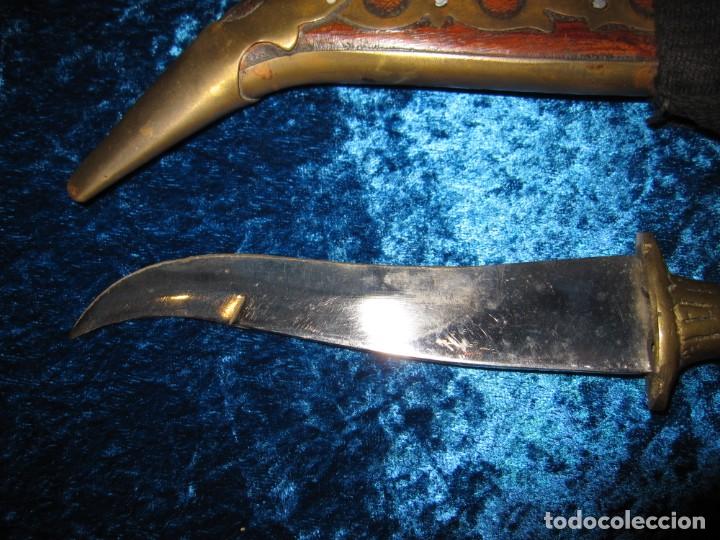 Militaria: Daga puñal cuchillo India vaina madera latón empuñadura bronce labrado - Foto 10 - 190715523